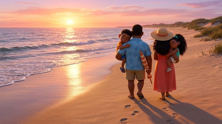 Walking home at sunset